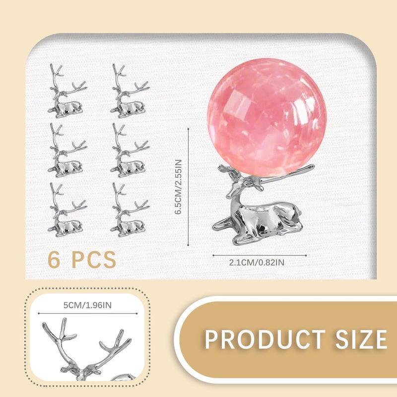 GeryVtee 6PCS Crystal Ball Stand Sphere Display Stand Metal Crystal Holder Balls Ornament Rack Holder Metal Base Christmas Elk Shape (Silver) - Image 2
